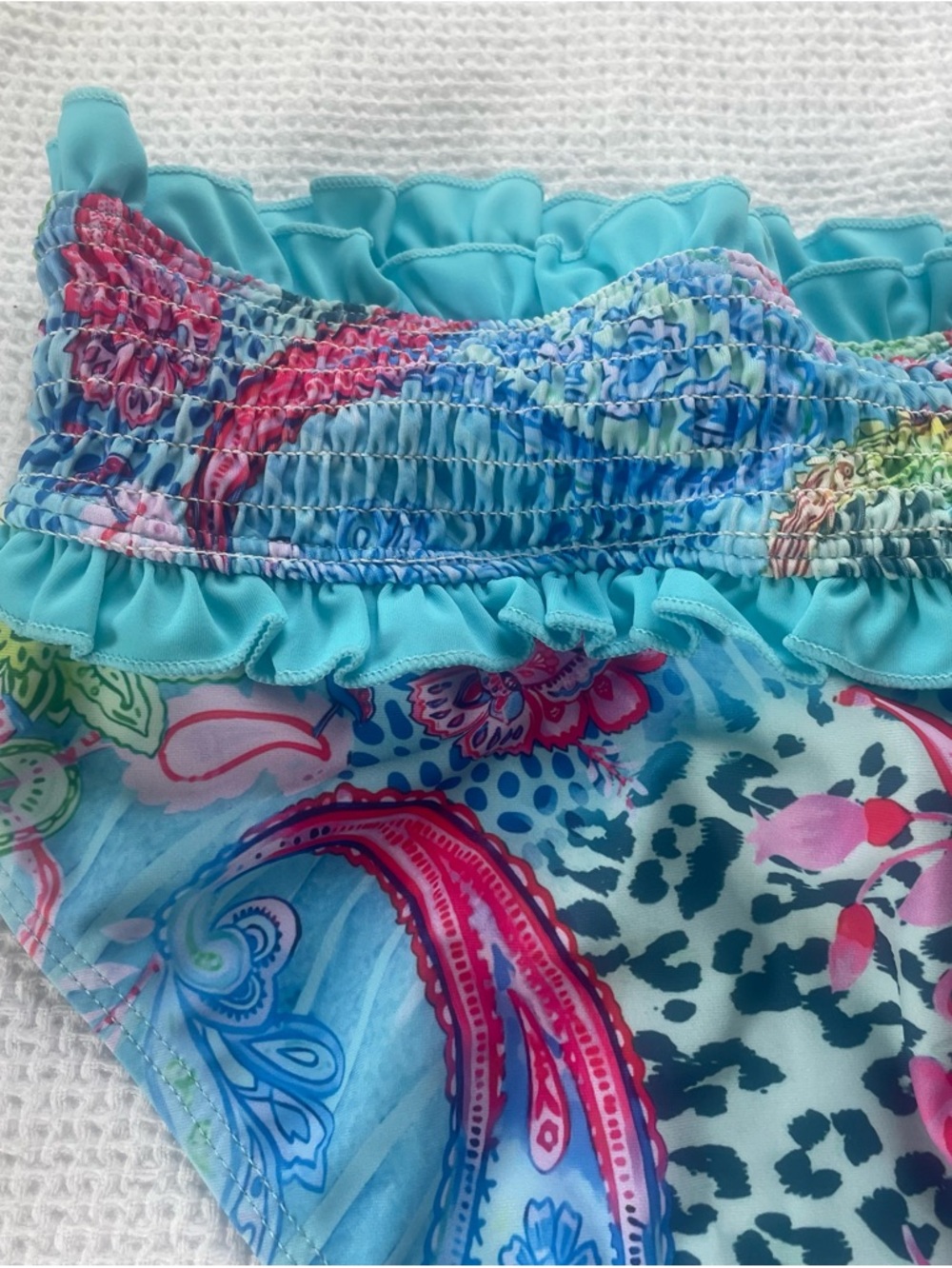 Women’s Aqua Smocked Tankini Top and Bottom $25 XXL Fits like 16 - 18. - Picture 4 of 9